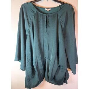 Charming Charlie Key‎ Hole Long Sleeve Tie Sides L Green 0169